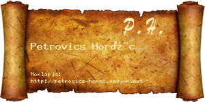 Petrovics Horác névjegykártya